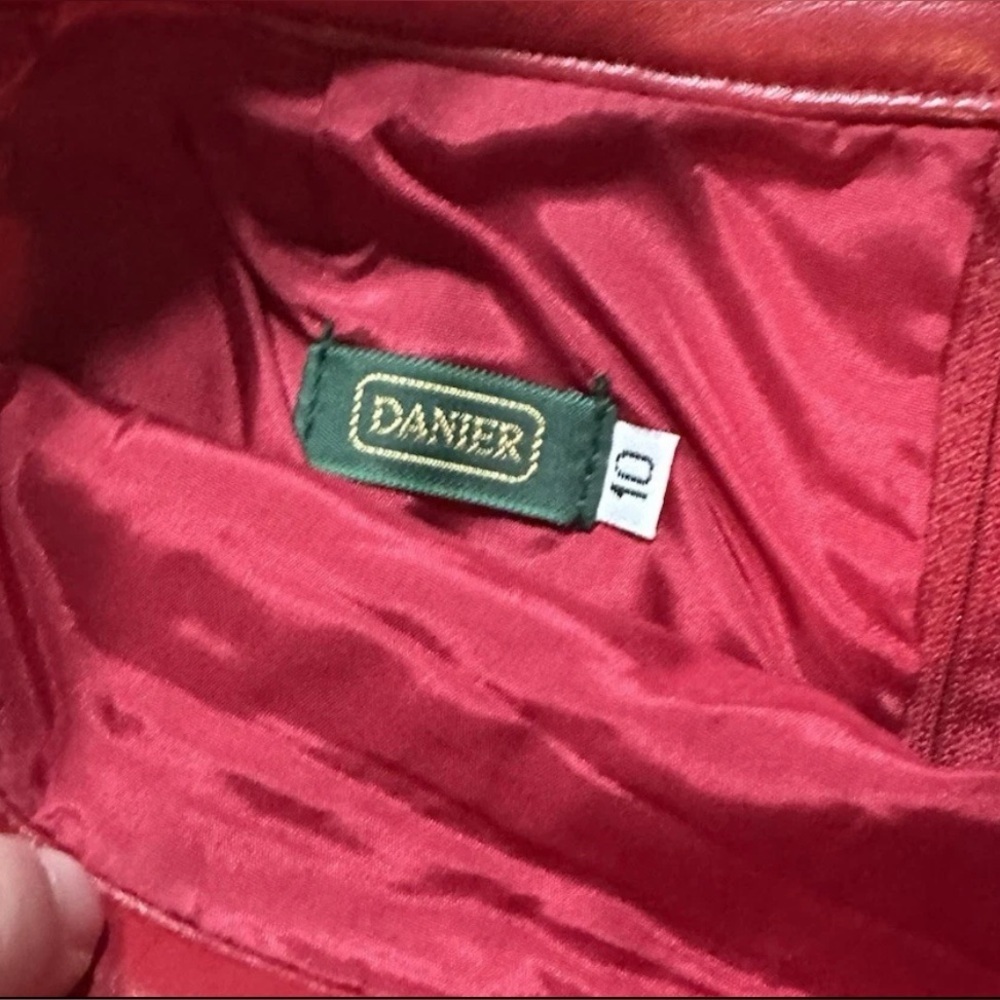 Vintage buttery soft Genuine leather High waist Red Danier Skirt Sz 10 - Picture 4 of 5